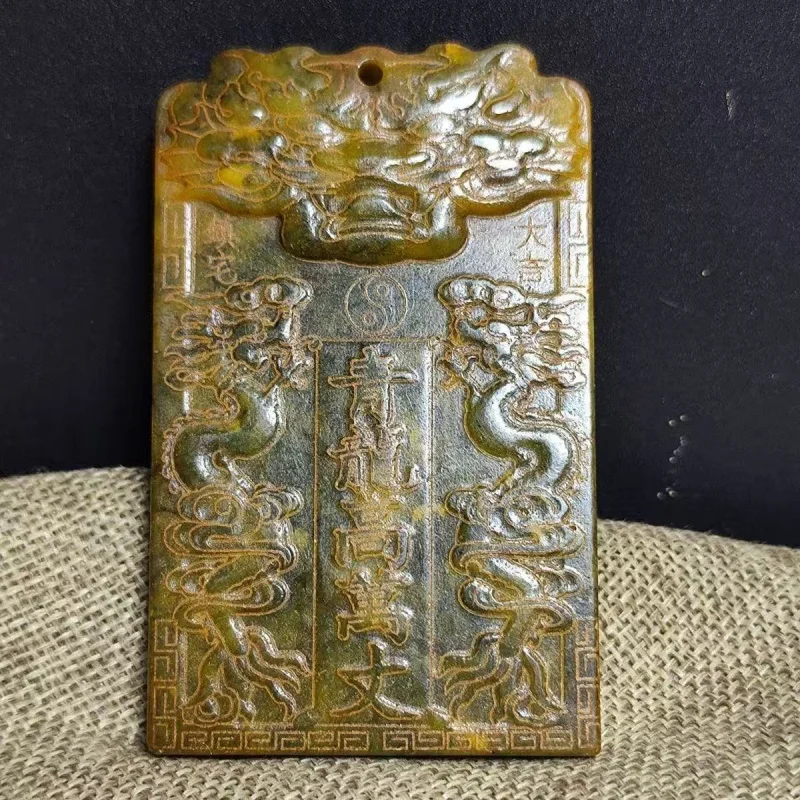 Antique ornaments, Hanfu carvings, pendants, handles, Xiuyan jade, High Tower Green Ten Thousand Miles pen