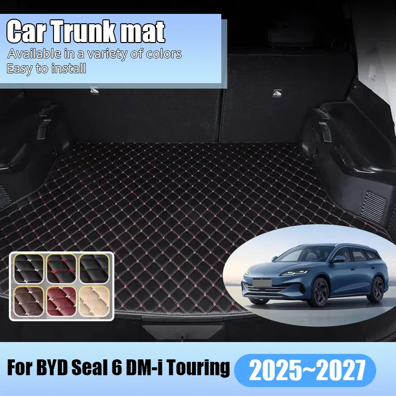 Leather Car Trunk Mat For BYD Seal 6 DM i Touring 2025~2027 Cargo Storage Carpet Pad Anti-dirty Liner Tray Cushion Accessories