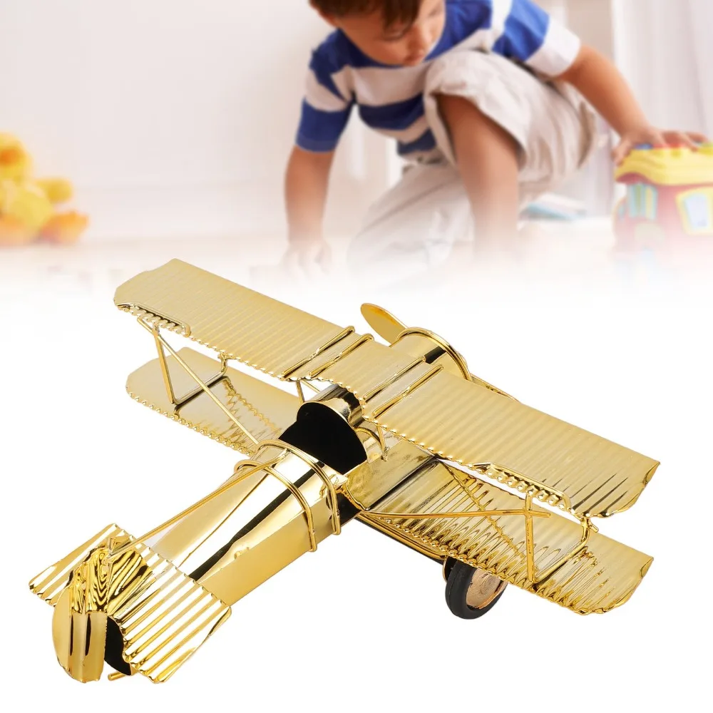 Gold, Sliver Metal Airplane Decoration Mini Size Middle Size Iron Airplane Ornament Polished Finish Solid Iron Construction