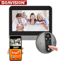 3MP Smart Life Tuya 1080P WiFi Door Bell Eye Peephole Camera 5000mAh Battery PIR Motion Detector IR Alexa Google Digital Viewer
