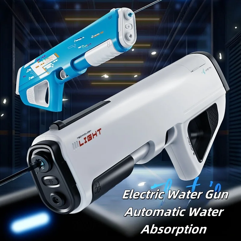 Pistolet à eau électrique, jouet à gicler alimenté par batterie avec réservoir, Absorption d'eau automatique, jeu de combat de plage en plein air d'été, jouet cadeau
