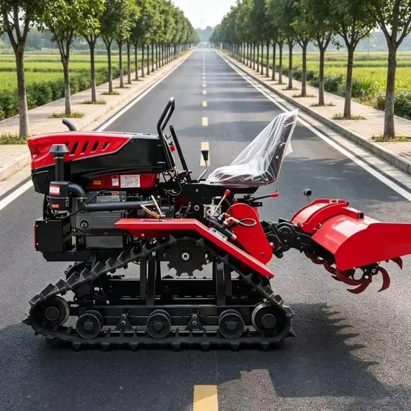 Customized 2026 Hot Selling Ride-on Tracked Rotary Tiller & Deep Tilling Tractor, High Efficiency Energy Saving Mini Cultivator