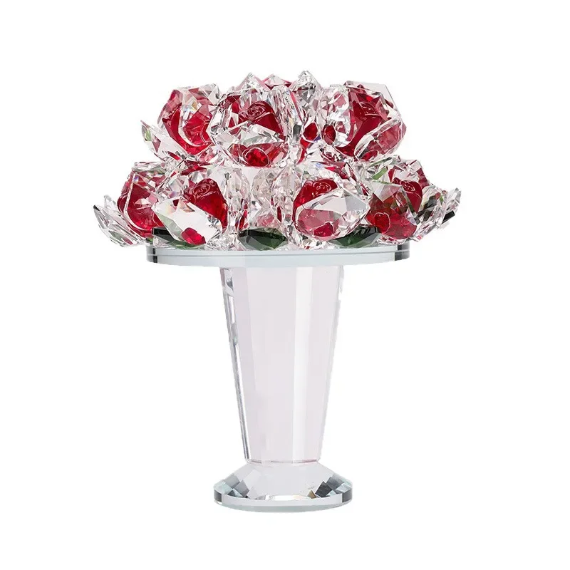 newCrystal glass handicrafts hand holding rose ornament girl heart desktop decoration porch bedroom home gifts