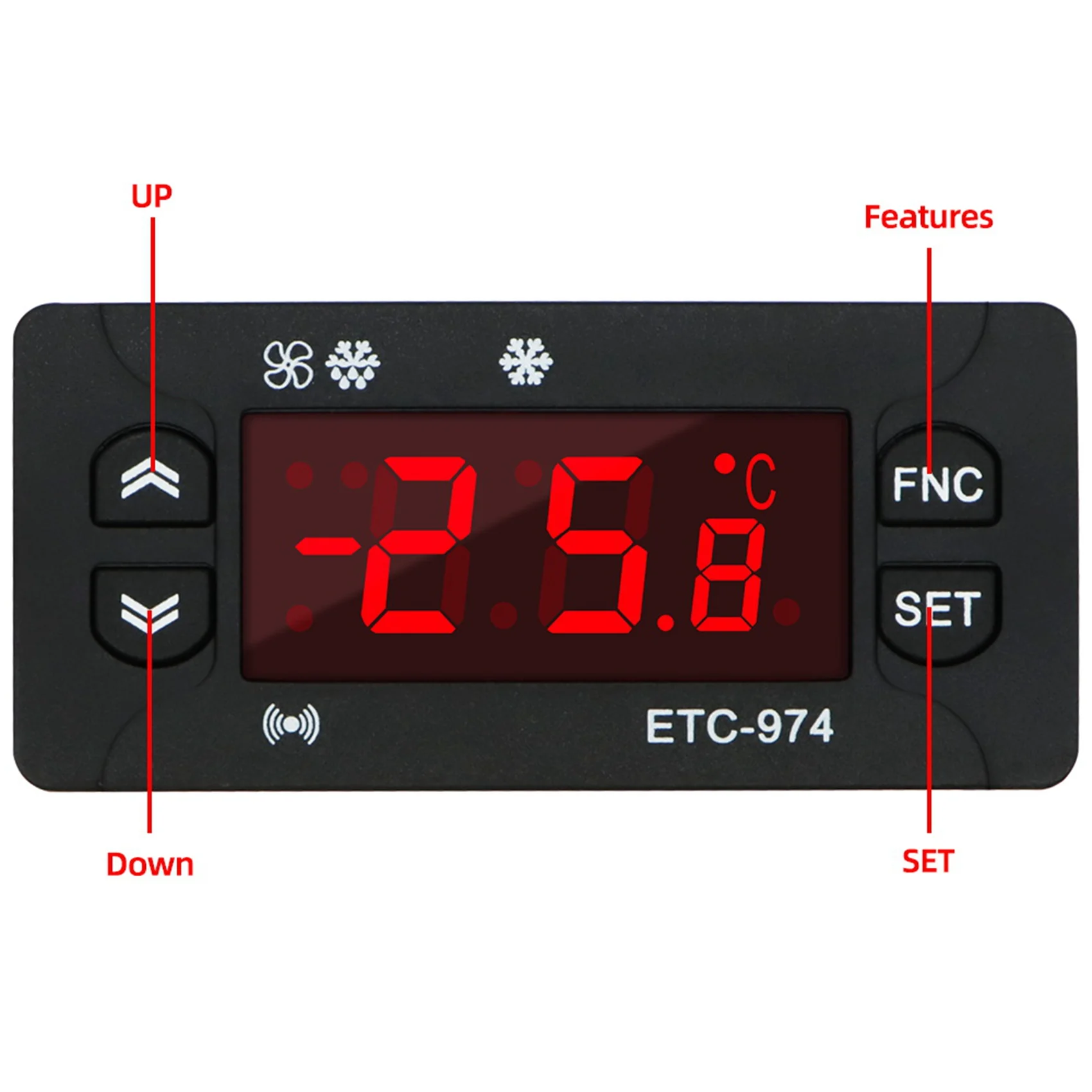 ¡Calidad! ETC-974 Controlador de temperatura digital Microordenador Termostatos Termostato Alarma de refrigeración 220V Sensor NTC