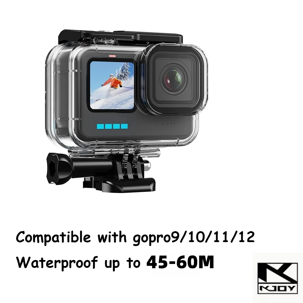 

kkjoy Waterproof Protective Dive Housing Shell 60M Depth with Mount Bracket fit action camera Hero 9 to 12 Black