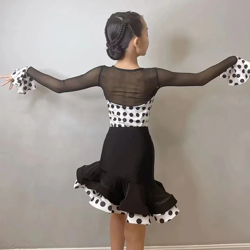 Moda niños puesta en escena trajes de baile niñas vestido de baile latino vestidos de competición de baile de salón para niños