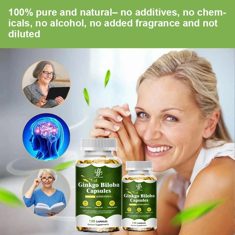 Natural Ginkgo Biloba Extra Supports Brain Function & Memory Support, Nootropic Brain Supplement, 120 Vegetarian Capsules