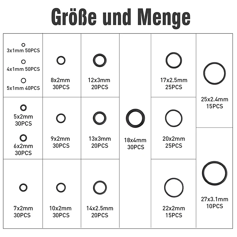 500Pcs 18 Maten M3-M20 Universele Auto Airconditioning O-ringen Auto Reparatie Tools Compressor Rubber Ringen Kit Auto Accessoires