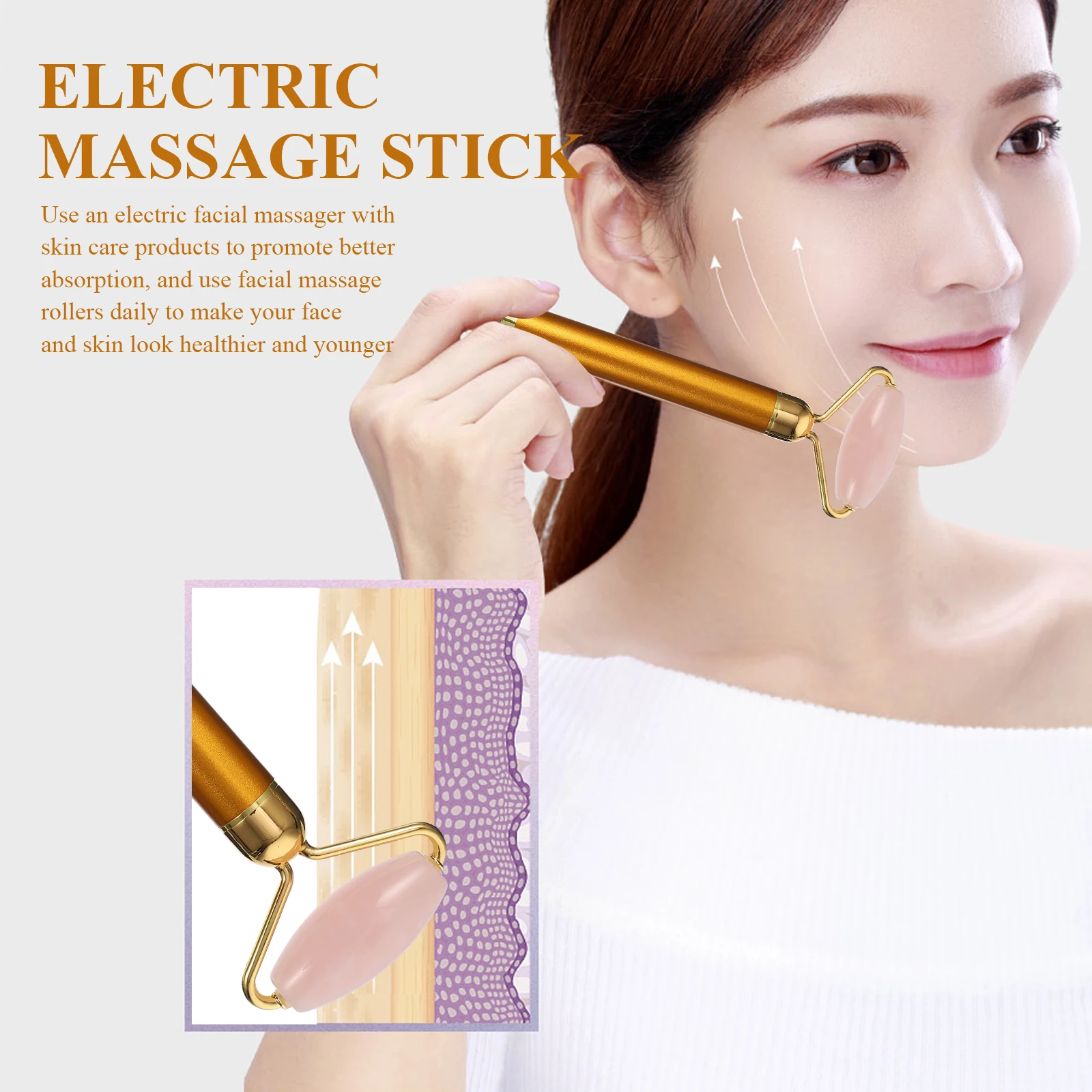 

Jade Massager Facial Supplies 3-in-1 Face Roller Massaging Tools Electric Stick Scraping