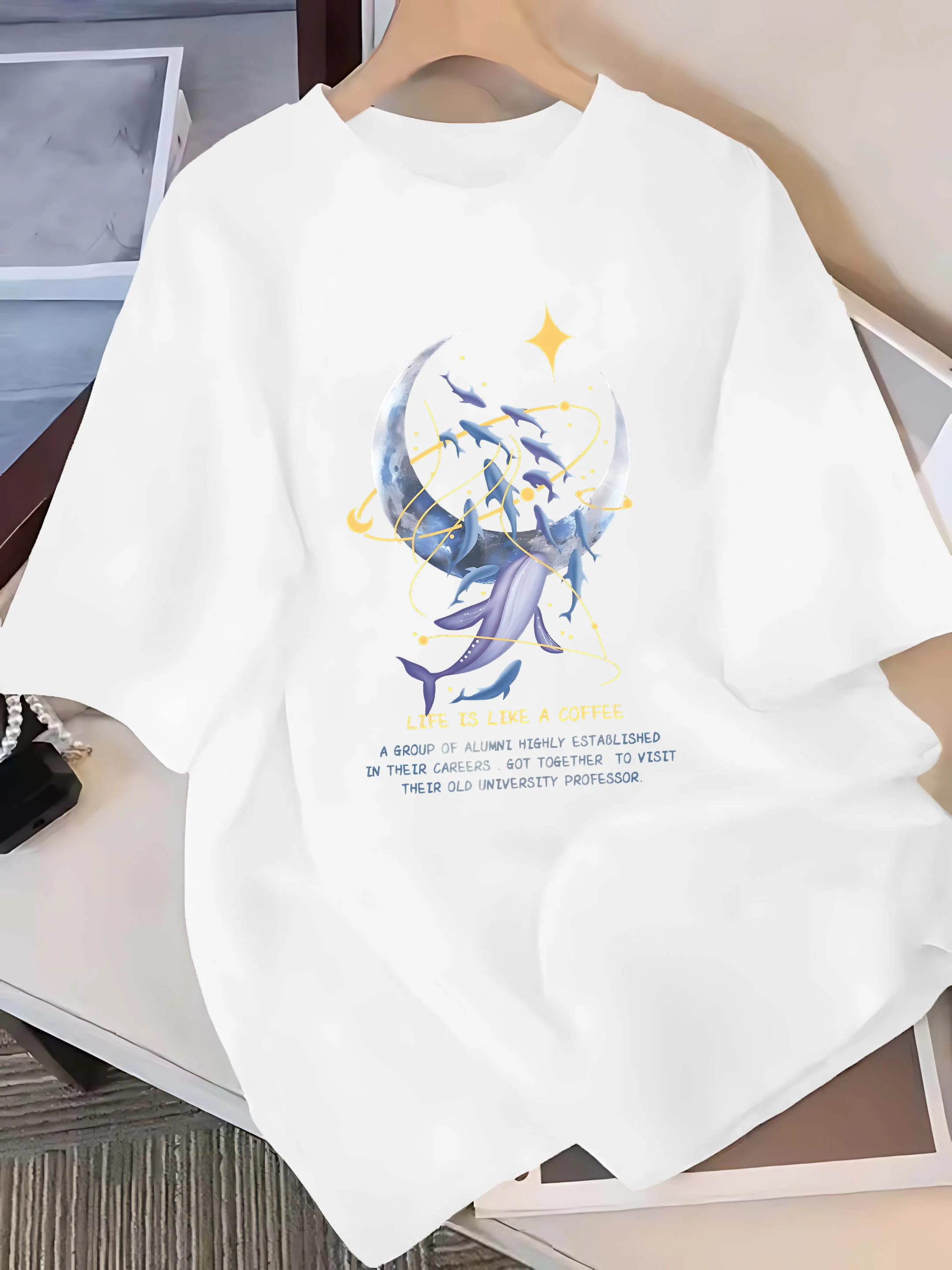 The Image Features A Dreamy Whale and Moon, Symbolizing 