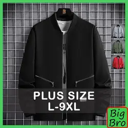 Plus Size Men Jaket Stand Collar Long Sleeve Pocket Zipper Jackets Man Casual Loose Streetwear Outerwear Big Oversized Clothing