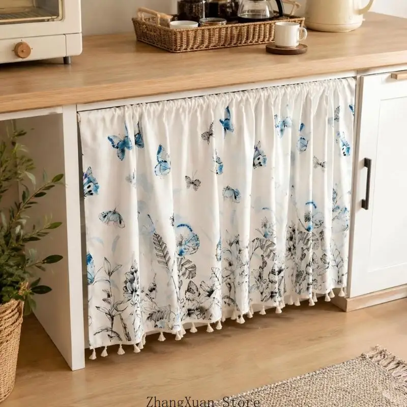 Stangentaschen-Schrankabdeckungsvorhang mit gerafftem Vorhang und beschnittener Kante, 3 x – Detail 9