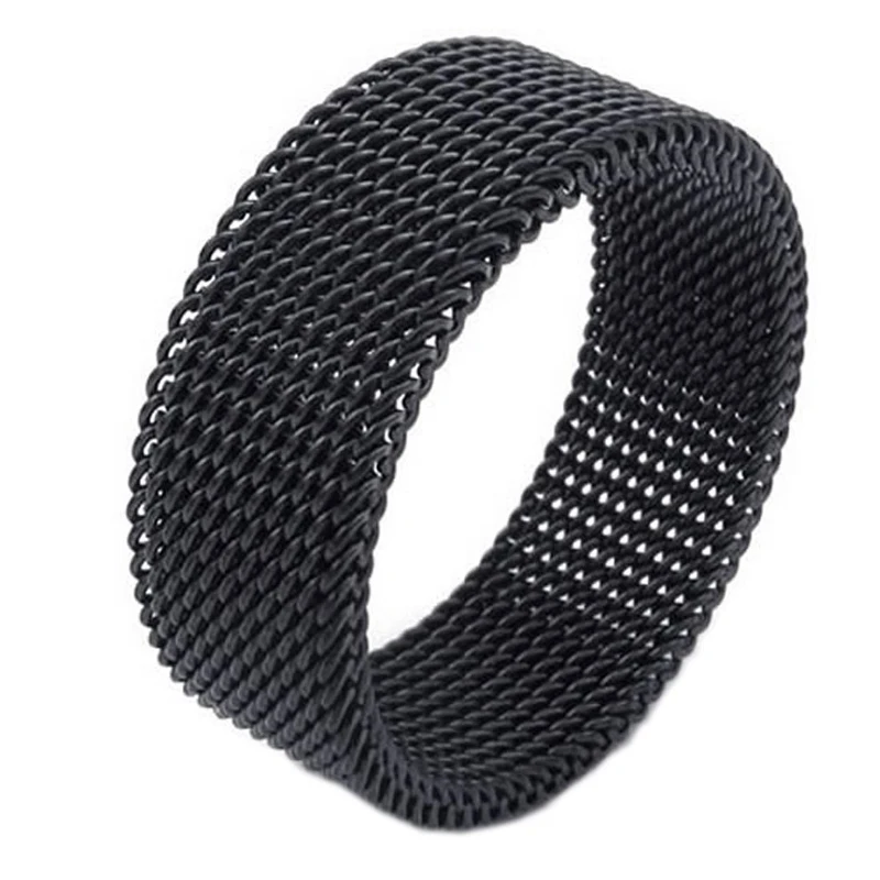 Jewelry Men'S Ring, Women'S Ring, Stainless Steel, Flexible Sieve Mesh Band Ring, Black - Gr. 59 (18.8mm)