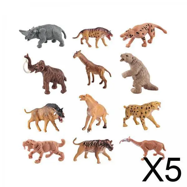 5x12 قطعة نموذج حيوان صغير ما قبل التاريخ عطلة الحاضر تماثيل صغيرة على شكل حيوانات نمط C