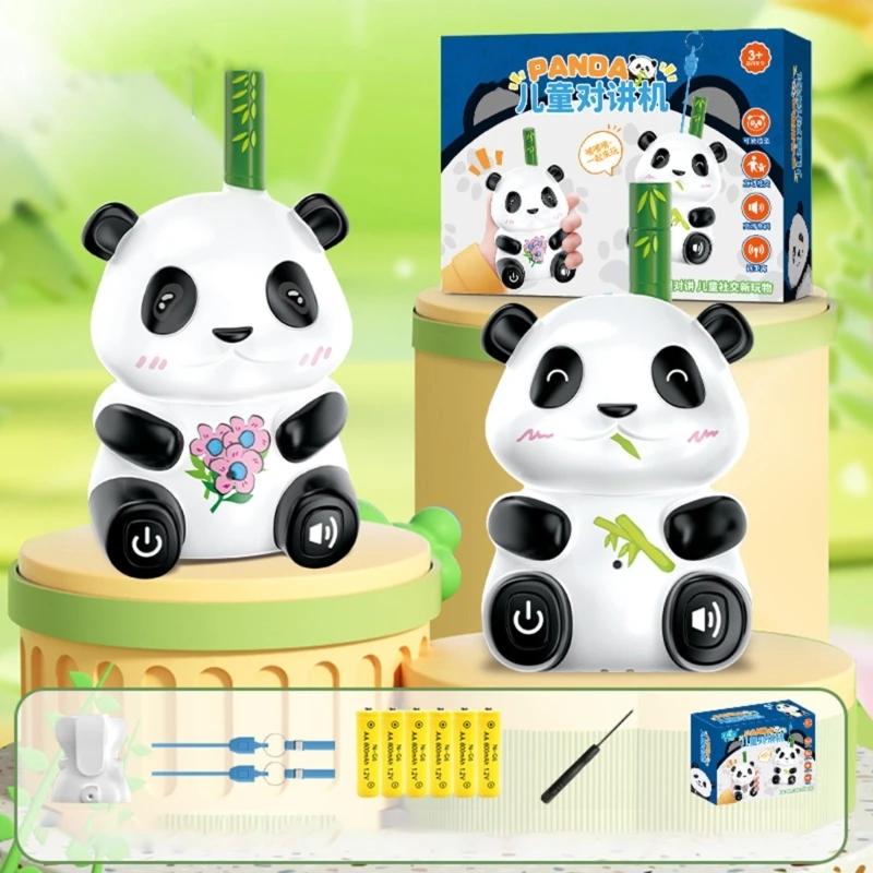 Panda Walkies Talkie Educational Toy with 1KM Distance Kids Hiking Camping Toy Cartoon Panda Intercom Gifts Electronic To