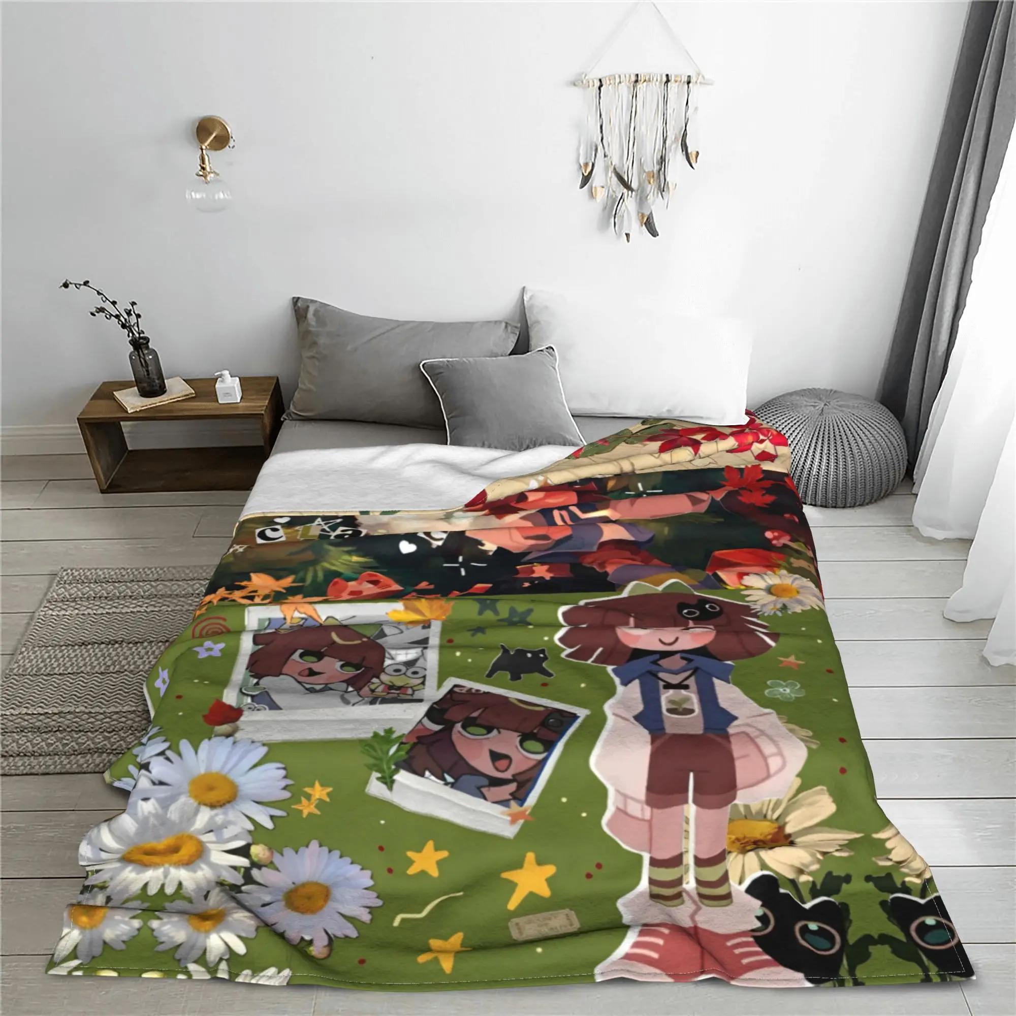 Claire Miss Circle Cartoon  Knitted Blanket Flannel Fundamental Paper Education Soft Throw Blanket for Car Sofa Couch Bedspread