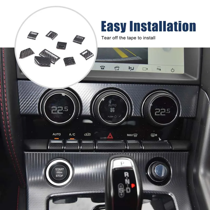 For 2013-2022 Jaguar F-TYPE Real Carbon Fiber Center Console Button Switch Cover Decoration Sticker Car Interior Accessories