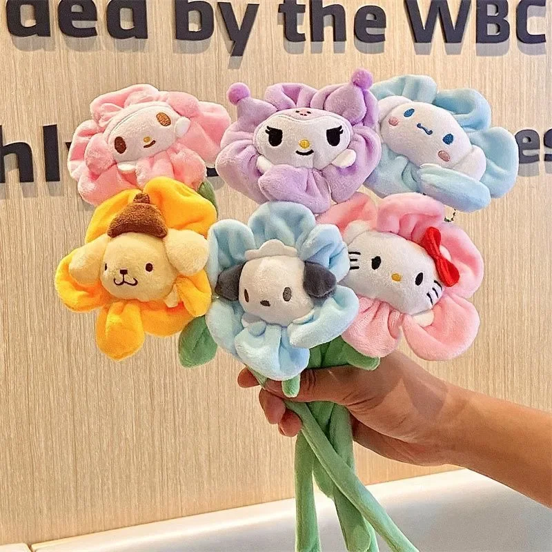 Sanrio Hello Kitty Kuromi Flower Hairband Anime Character Plush Doll Accessories Curtain Buckle Girl Birthday Gift Decoration