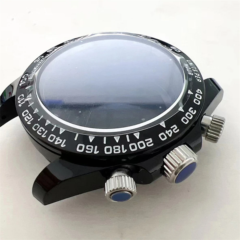 39MM Rubber Case Sapphire Glass + Rubber Strap Chrono Bezel Modify Shell for VK63 Quartz Movement