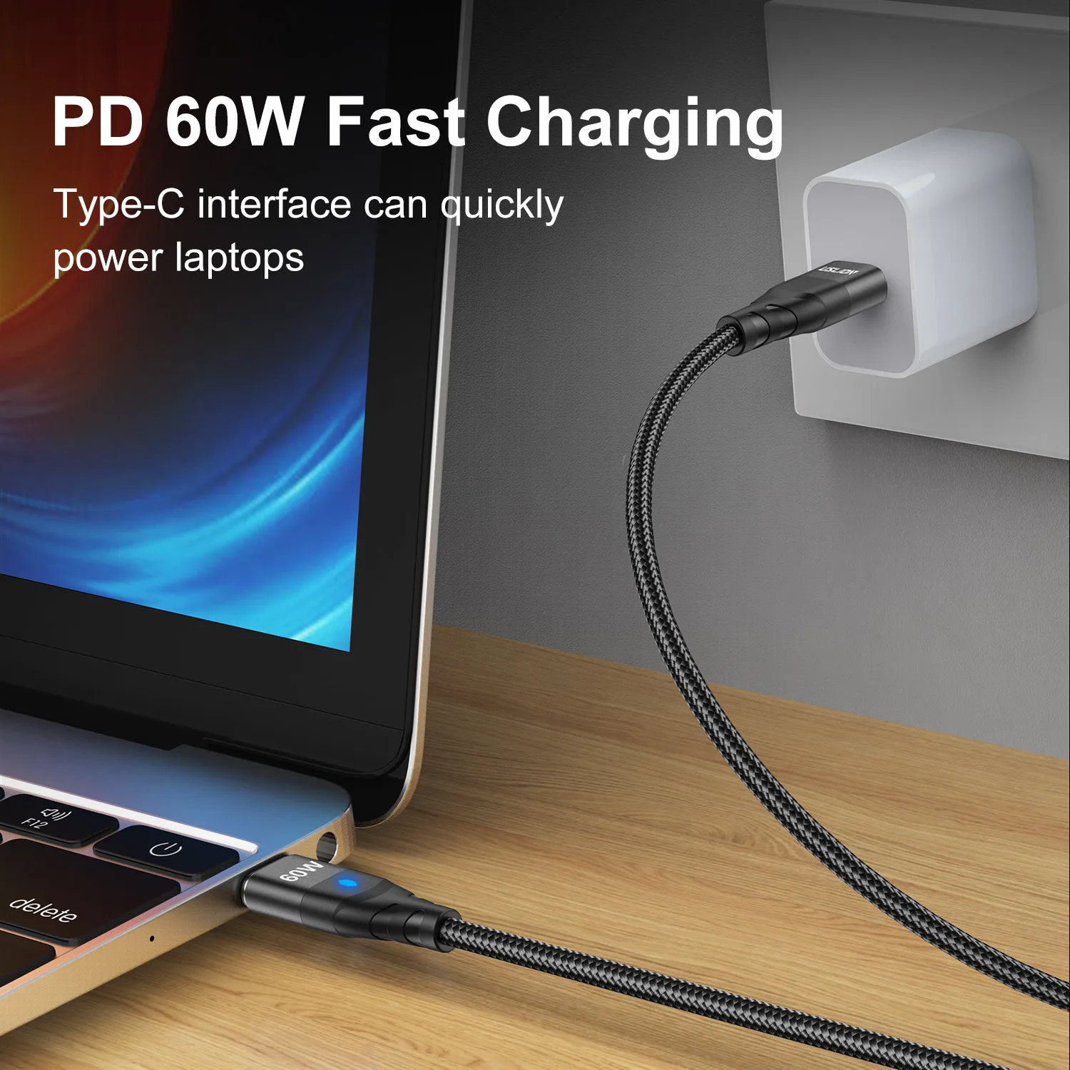 USLION PD 60W Magnetic Fast Charger Cable for iPhone 14 13 Pro Max Xiaomi 12 POCO USB C To Type C Data Charging Wire for Macbook