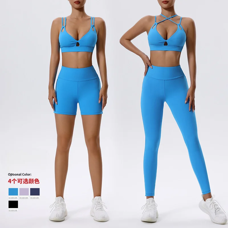 

Women Crop Top Bra Shorts Tight Fitness Yoga Suit High Waist Quick Drying Running Sports Leggings Sets Two Pieces Workout Set