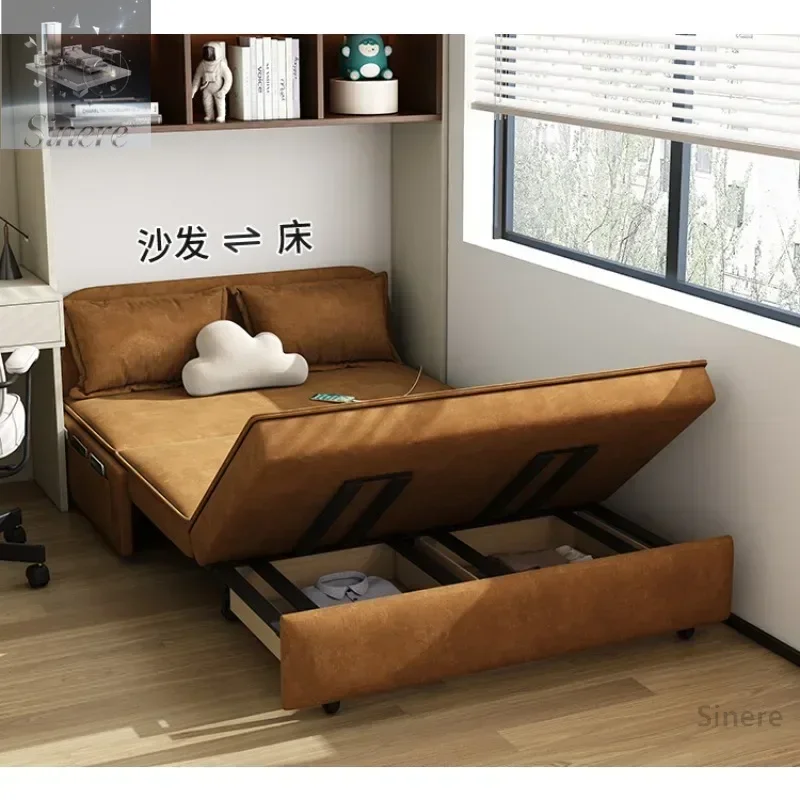 

Italian minimalist technology cloth sofa bed dual-purpose multi-functional storage small apartment living room bedroom modern mi