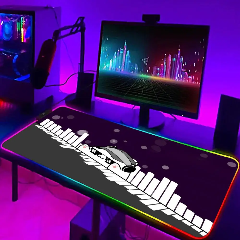 

RGB Cartoon Cute Cat Favorite Mousepad Pc Gamer Keyboard Mouse Pad LED Glowing Kawaii Mouse Mats Gaming Computer Rubber Mausepad