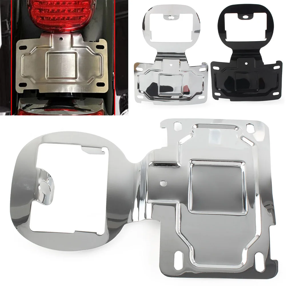 Black/Chrome Aluminum Motorbike License Plate Relocation Kit For Harley Davidson Touring FLTRK FLHTKSE FLHTK FLHTCUI Accessories