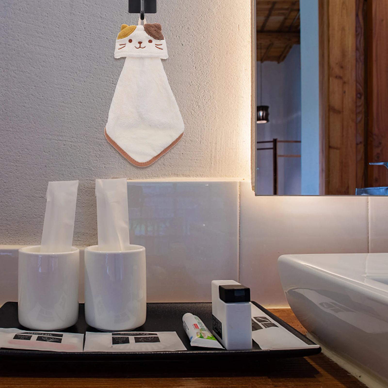 

Coral Fleece Hand Towel with Hanging Loop Kitchen Bathroom Use Soft Water Absorbent Quick Dry Hand Drying Towel