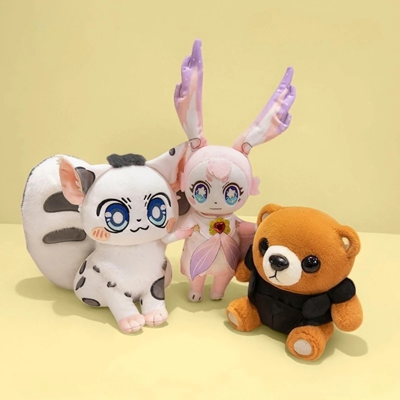 

Anime-Inspired Bear & Kitten Plush Pair - Adorable Cartoon Character Toys, A Cute & Cuddly Gift Set for Children.