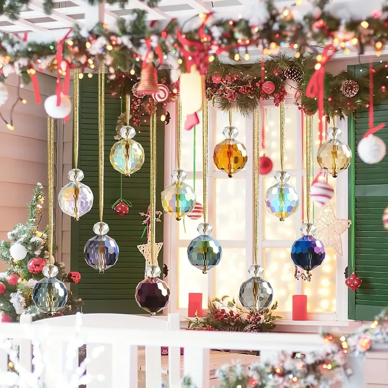 12pcs ornamenti colorati per palline di natale lampadario con prisma di cristallo cristalli appesi per la decorazione della festa nuziale