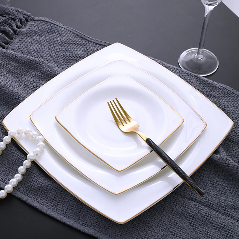 

Luxury Porcelain Complete Tableware Set Wedding Ceramic Dinner Plate Set Dessert Kitchen Placa De Conjuntos Full Table Service