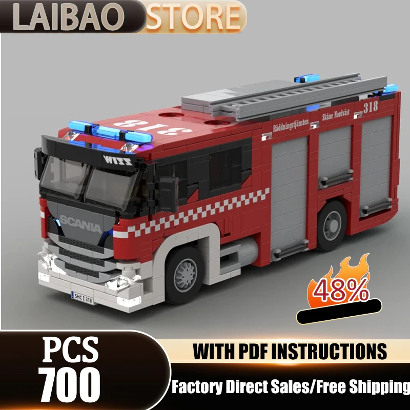 

Пожарная машина Scania P360 CP28L: Конструктор MOC, модель пожарного автомобиля, технологические блоки, DIY-сборка, подарок, праздничная игрушка