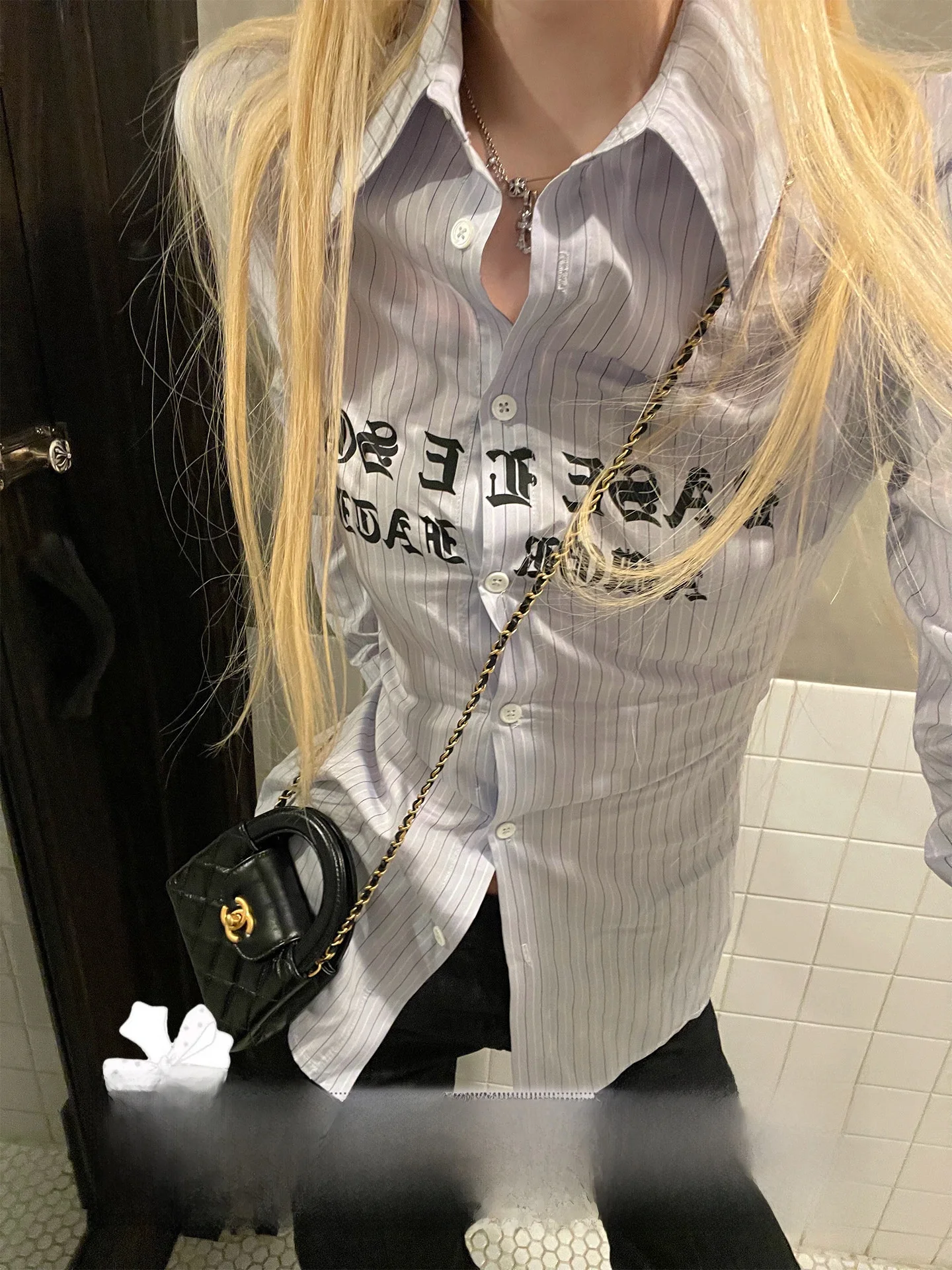 

Casual Blue Striped Print Slim Fit Long Sve irt Women's Faion Spring Collection Rase Le Sol Casual Sle Regular Sve