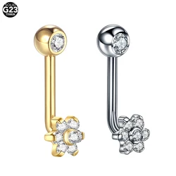 1PC G23 Titanium Christina Vertical Hood Piercings Internally Threaded Lip Rings CZ Crystal Eyebrow Piercings Belly Button Rings