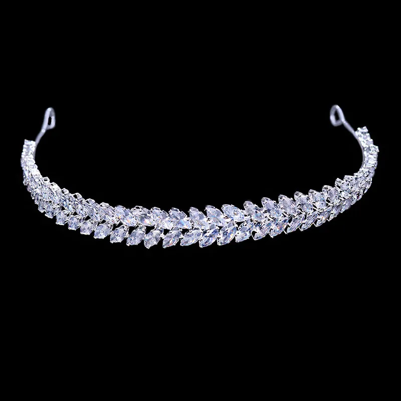 

Floralbride Alloy Crystals Rhinestones Cubic Zircon Wedding Tiara Headband CZ Bridal Queen Princess Party Crown Women Jewelry