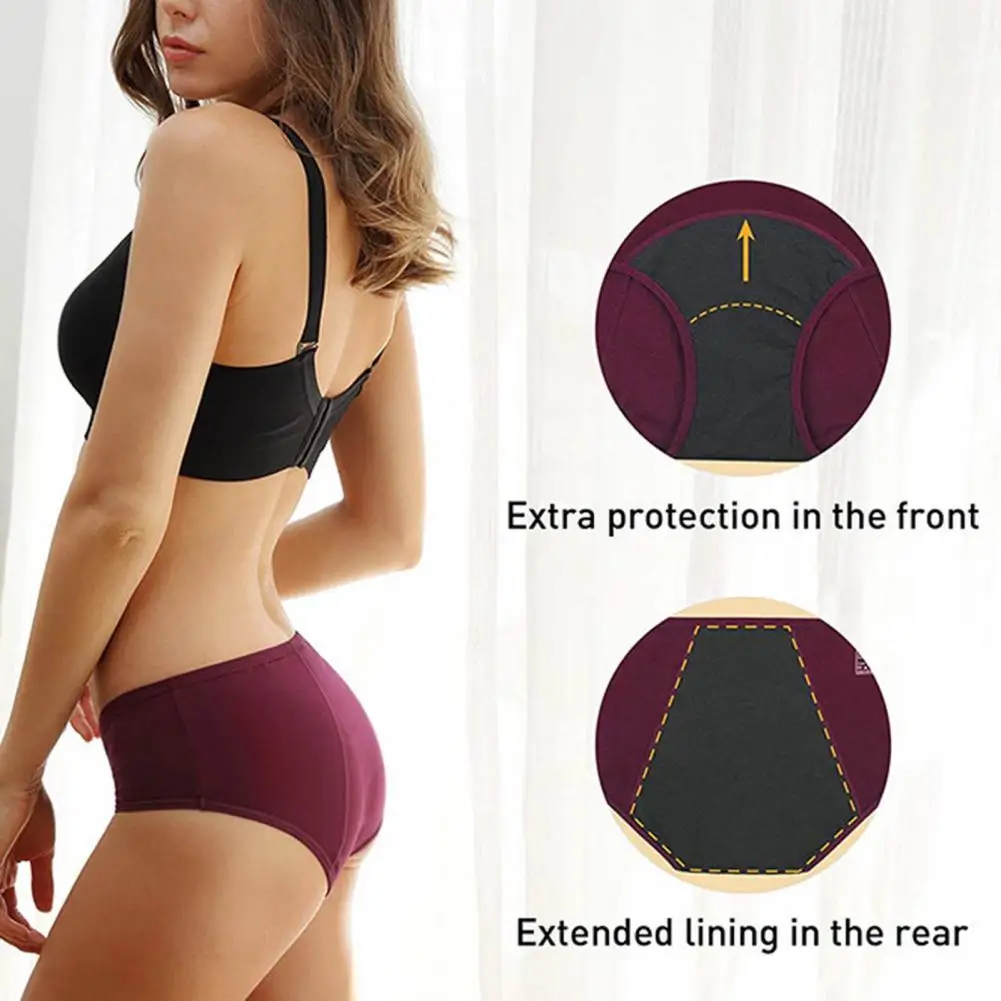 Low-rise High Elastic Waterproof Layer Cotton Crotch Menstrual Panties Women Leakproof Physiological Period Solid Color Briefs