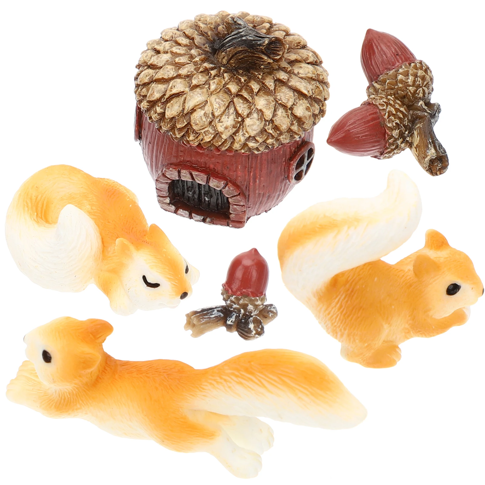 

6 Pcs Squirrel Statue Mini Resin Figurines Cute Animals Micro Landscape Decoration Garden Ornaments Bonsai Decorations Durable