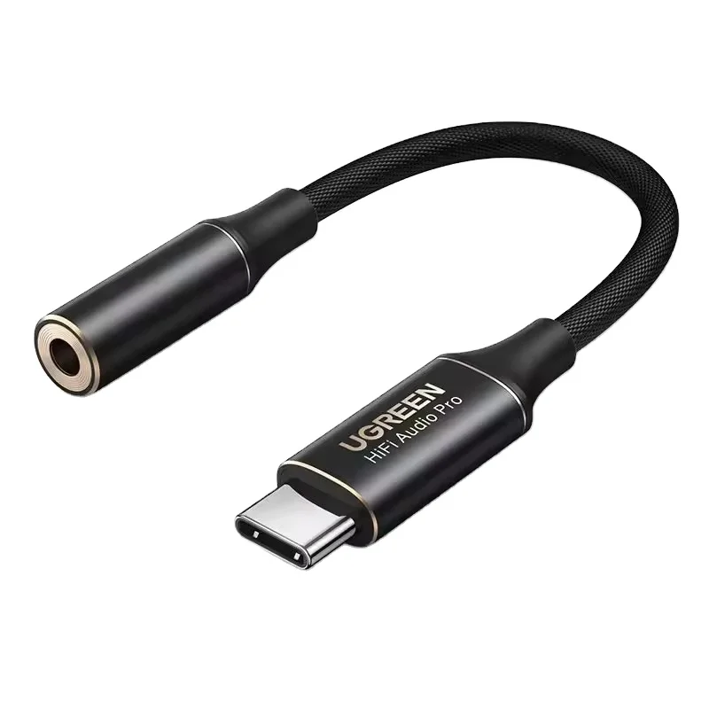 HiFi DAC Audio Adapter UGREEN USB C to 3.5mm Type C to Headphone Aux Jack Dongle Nylon Braided Adapter for Samsung