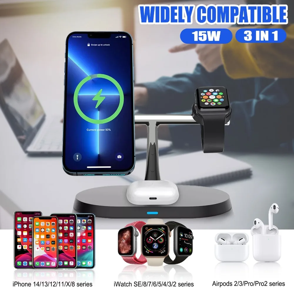 3-in-1 Magnetisches Kabelloses Ladegerät und Telefonhalter für Magsafe iPhone 17~12 Samsung Xiaomi Apple Watch Airpods Pro 4/3 Schnelles Aufladen – Detail 9