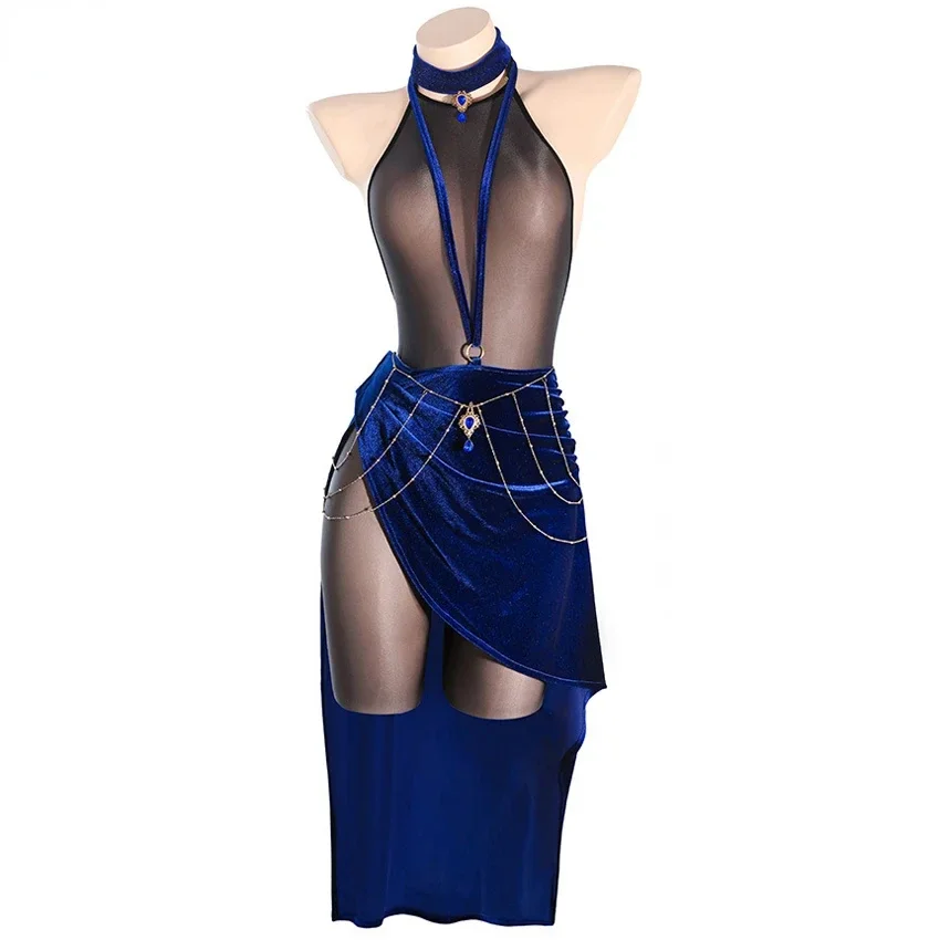 

Princess Queen Royal Blue Dress Women Love Dresses Outfits Party Cosplay Costume Halloween Nightdress