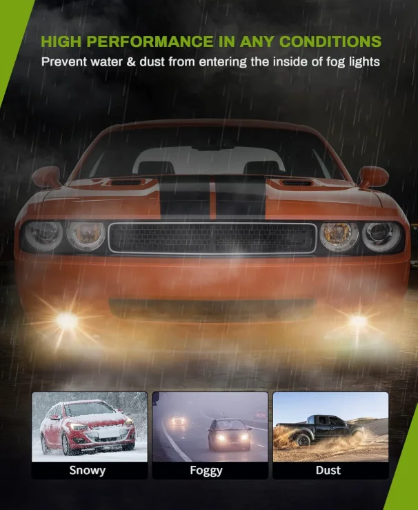 High Brightness 66W Tri-colors 3500K 4000K 5500K Bi Led Fog Lamp Projector for Car with Universal Toyota Honda Ford Bracket