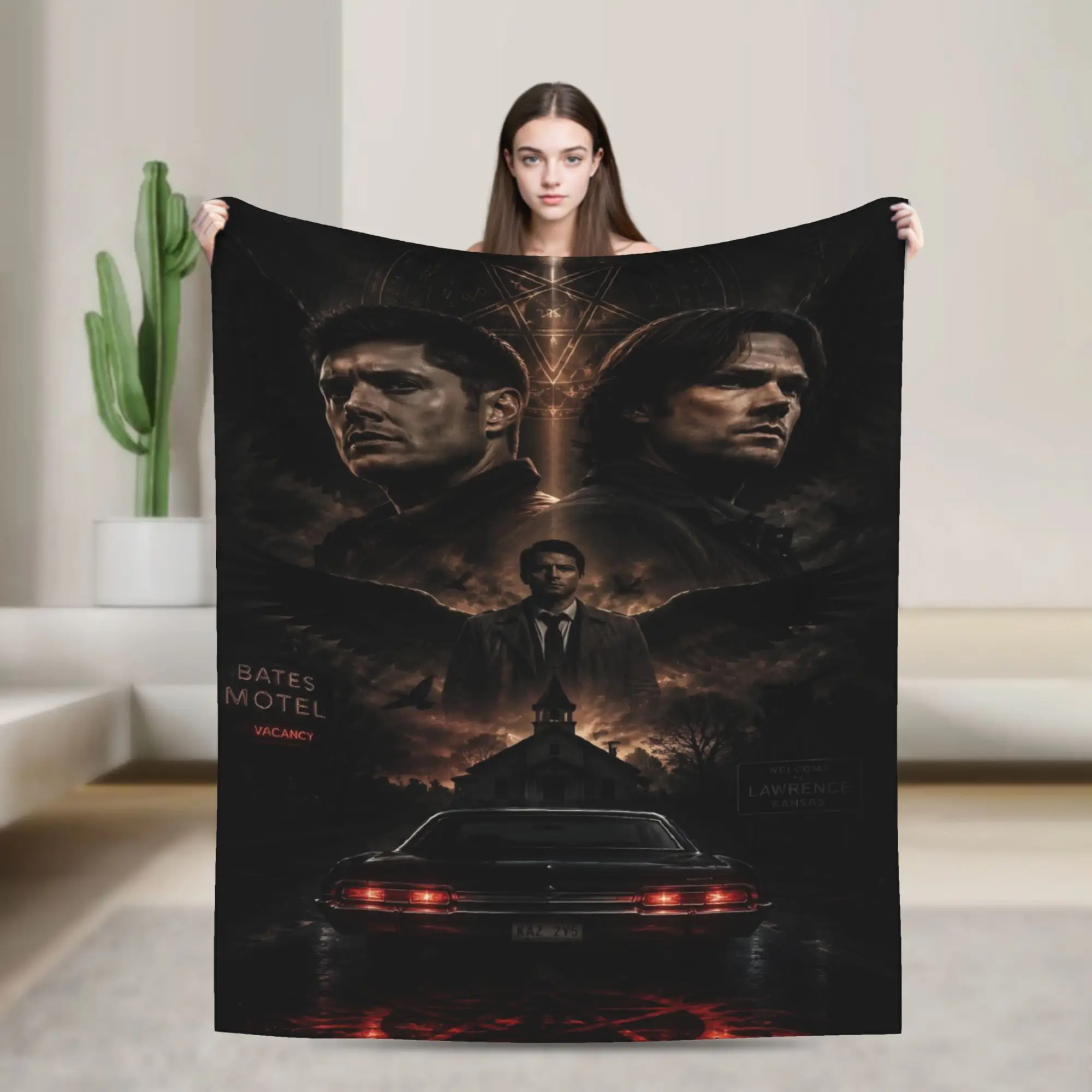 Comfortable TV S-Supernatural Blanket Stuff Bed Decorative  Throw Blanket Super Warm Flannel for Office