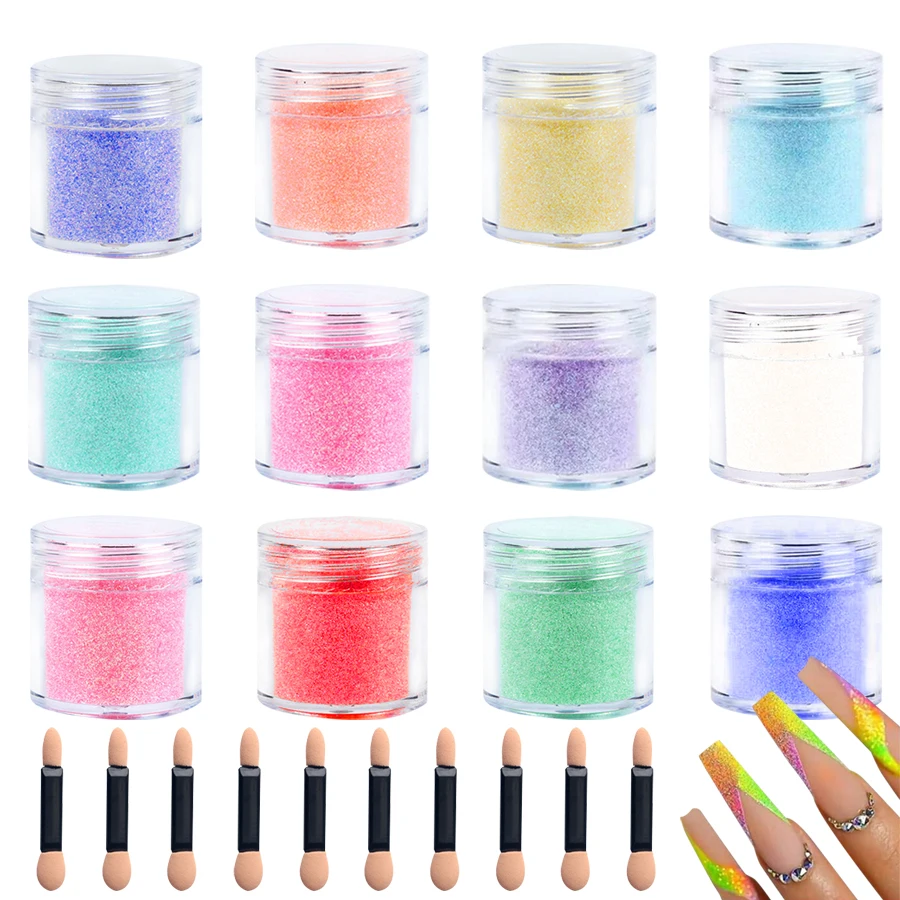 12Colors Nail Powder Nail Glitter Colorful Candy Coat Powder Pigment For Epoxy Nail Art Decorations