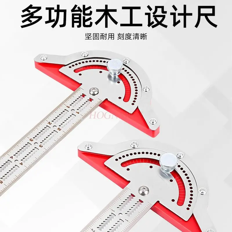 Picture 3: 1pcs Stainless steel edge ruler, wooden work angle ruler, multifunctional high-precision angle ruler, angle measuring device