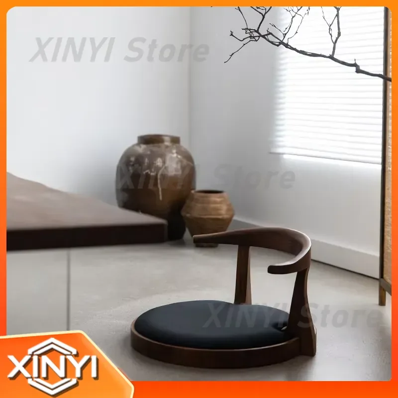 Japanese Style Tea Table Chair for Zen Living Room Floor Seat Cushion Round Tatami Mat for Bay Window Thick Pad Floor Ottoman