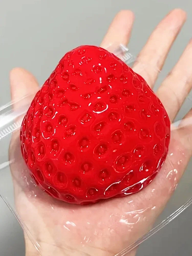 Hot Squishy Big Strawberry Squeeze Toy Soft Pinch Fruit Pop Fidget Toys Party Entertainment Games Halloween Christmas Gift