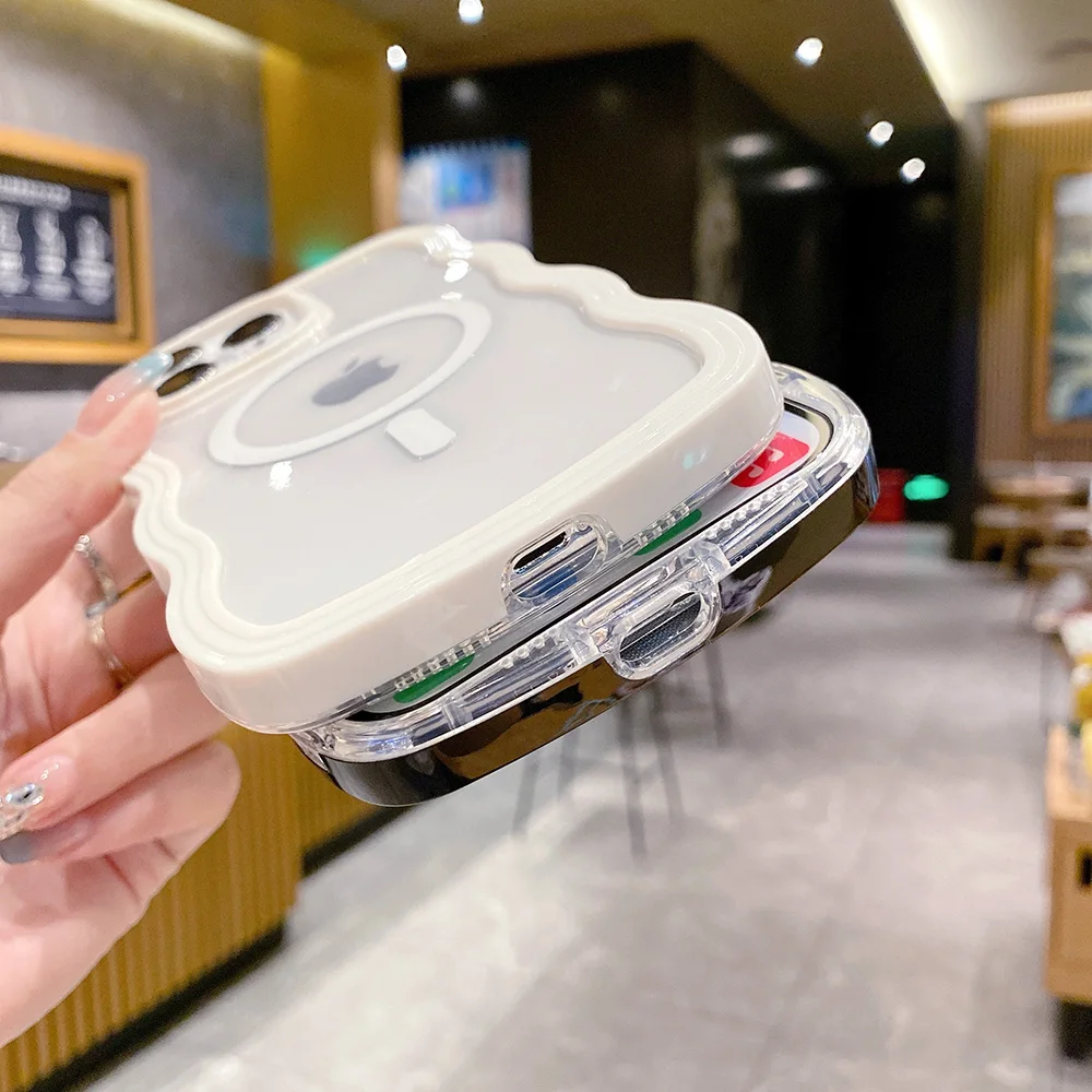 Doce cor ondulado para caso magsafe para iphone 14 pro max 13 12 pro max 11 pro max casos carga magnética sem fio capa à prova de choque