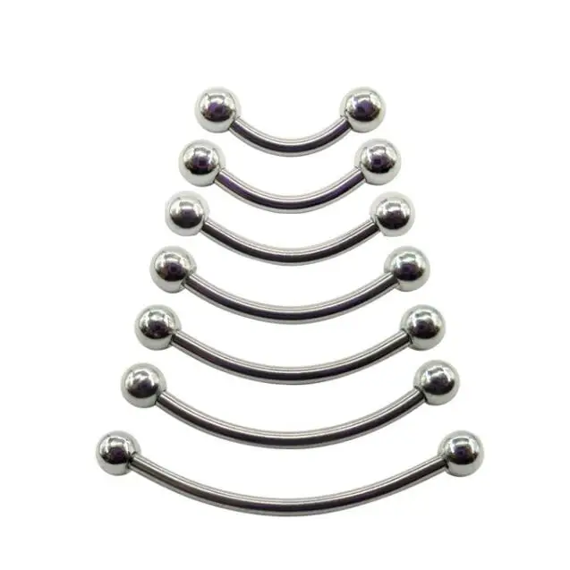 SaYao 2 Pieces 16G Long Eyebrow Ring Stainless Steel Banana Curved Barbell clavicle Tongue Rings Body Piercing Jewelry