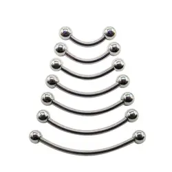 SaYao 2 Pieces 16G Long Eyebrow Ring Stainless Steel Banana Curved Barbell clavicle Tongue Rings Body Piercing Jewelry